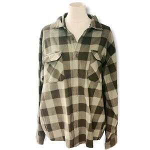 Wrangler Big Mens Size 2xl Long Sleeve Fleece Plaid Button Down Shacket Shirt